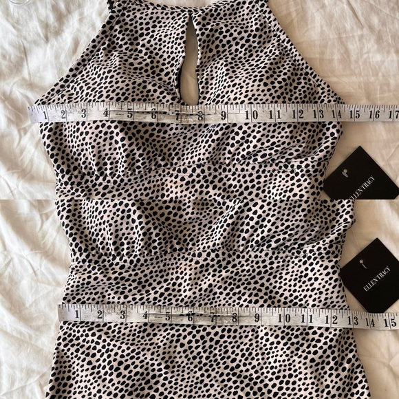 NWT Ellen Tracy Wheat Dot Print Ruched Tankini Top 8 - Picture 12 of 14